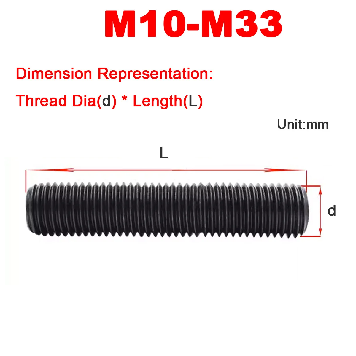 

M10M12M14M16 35CrMoA Grade 10.9 High Strength Black Full Thread Stud