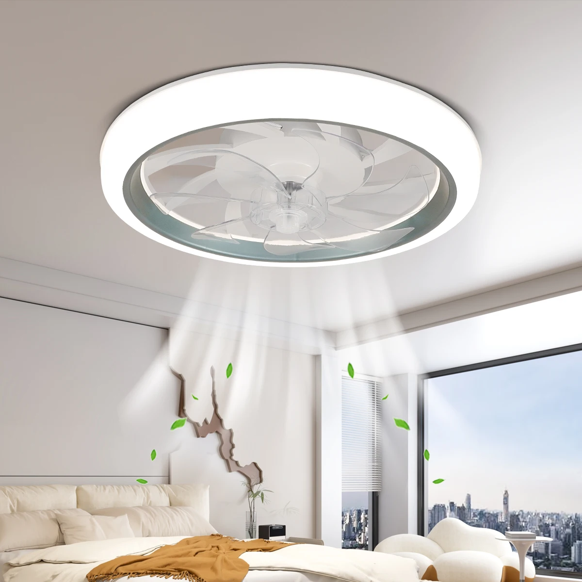 

Интеллектуальный низкопрофильный потолочный вентилятор, дистанционное управление с регулировкой яркости, 6 скоростей вращения, функция таймера, бесшумный двигатель постоянного тока, для спальни/гостиной