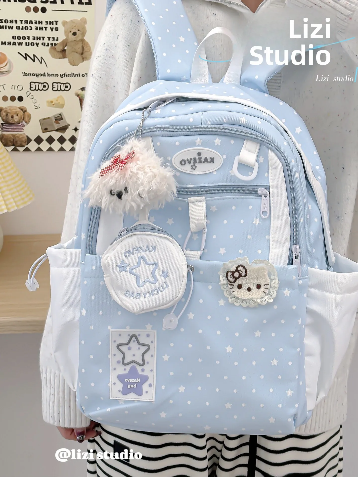 

Polka Dot Pattern School Bag High Capaci oulder Bapa for Junior And High School Girls Teenage Faion Waterproof