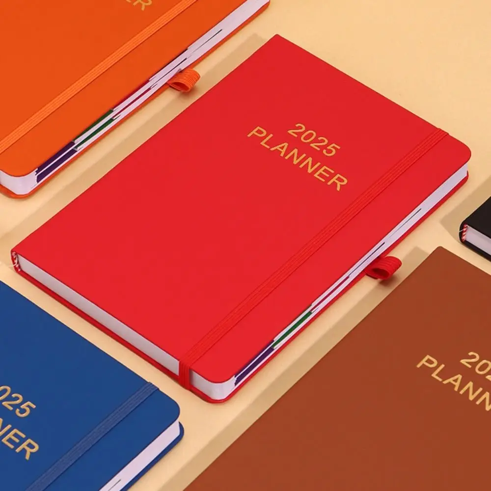 Schedule Journal 2025 Planner Notebook Efficiency with Straps Calendar Notebook PU Daily Planner Reminder Diary Book Student