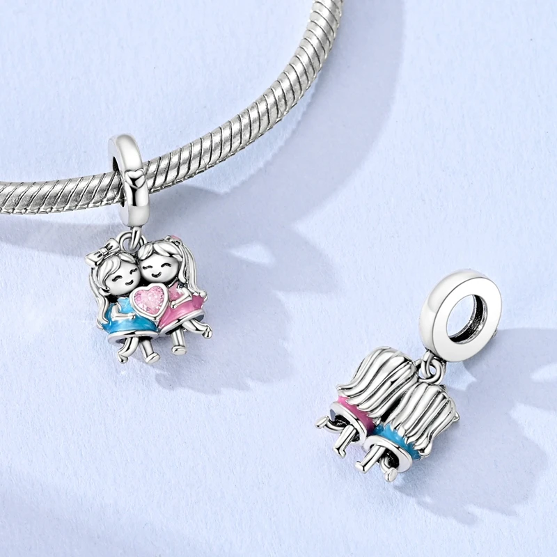 Fit Original Bracelet 925 Sterling Silver Charms Bead CZ Zircon Rotating Cherry Blossom Torii Pendants DIY Jewelry Gift