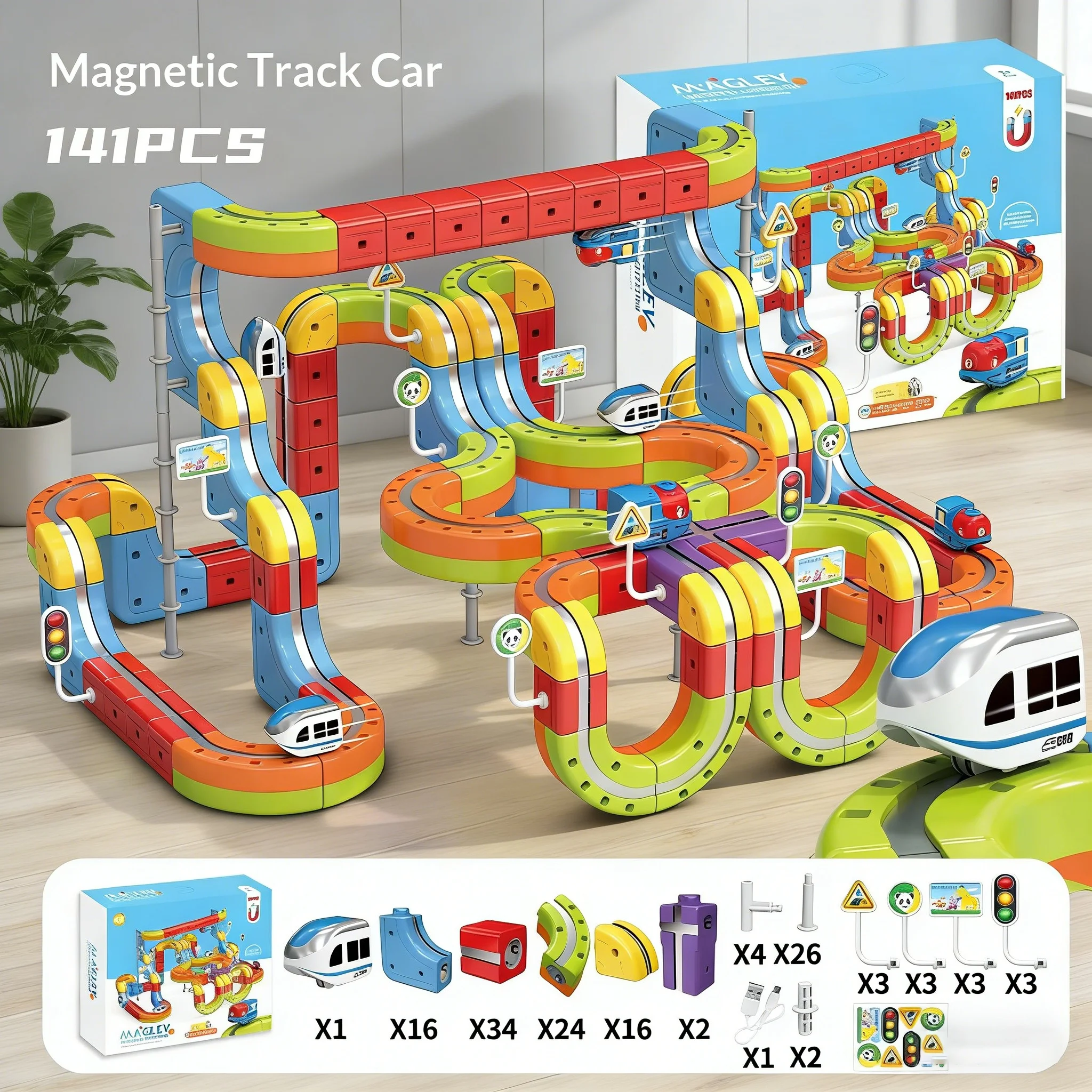 

Hot Set Anti-Gravity Magnetic Track Train Set Flexible Changeable Magic Rail Car Electric Assembly Toy For Kids Xmas Toys Gift