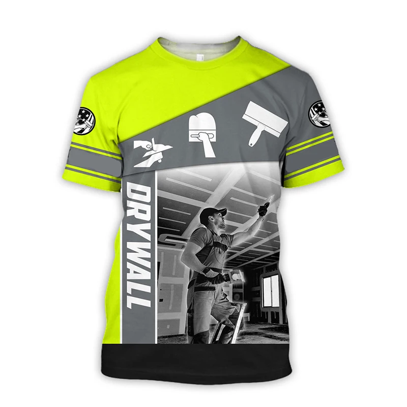 Drywall Finisher-Camisetas Estampadas En 3D Para Hombre, Tops de Manga Corta a la Moda, Informales y de Gran Tamaño, Ropa