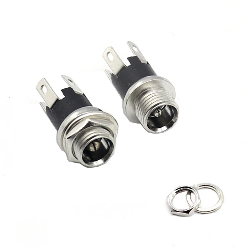 【10-5PCS】5.5 x 2.1mm DC Connectors Power Plug Male Female Jack Socket Nut Panel Mount Solder Type DC Connector Adapter 5.5x2.5