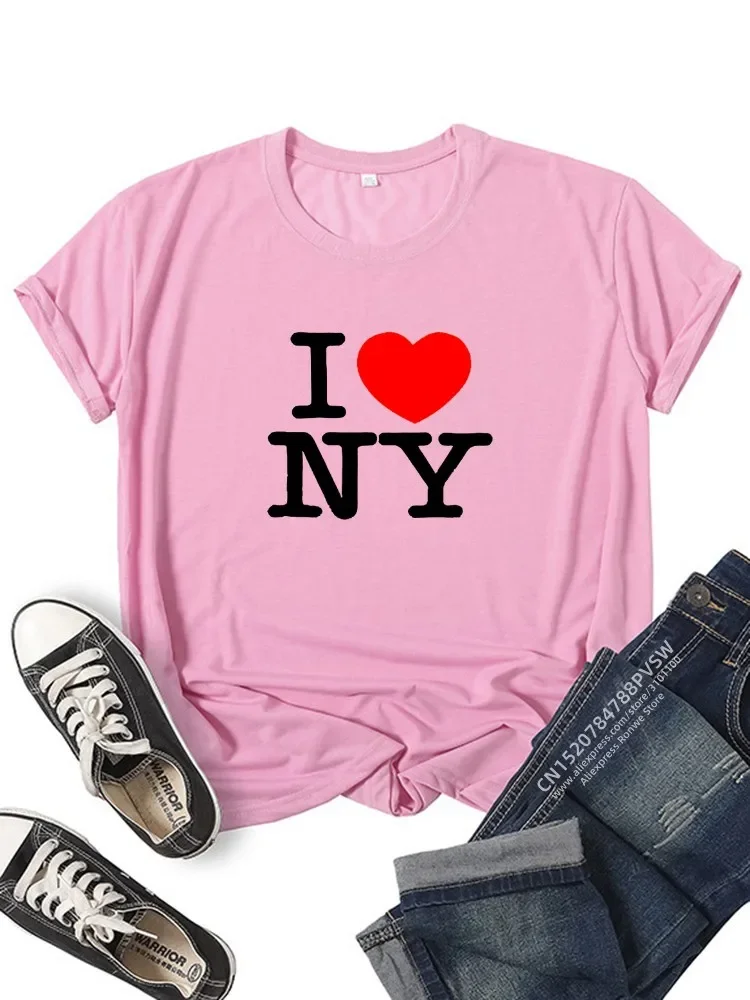 Women I Love NY New York Graphic T-shirt Girl Y2K Harajuku Black Pink Red New Tee Tops Female Funny Clothes Gift