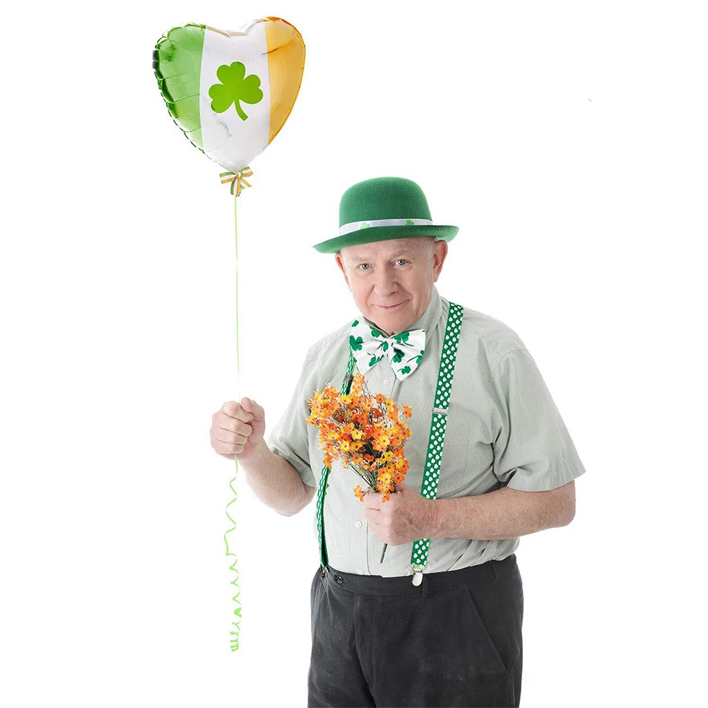 

7pcs Irish Costume Set Green Shamrock Party Accessories St Patrick's Day Supplies Hat Bow Tie Suspenders Tie Socks Self