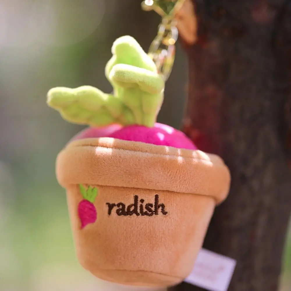 Creative Grass Potted Carrot Doll Keychain Vegetables Cartoon Radish Plush Pendant 10cm Bag Charm Carrot Plush Doll Backpack