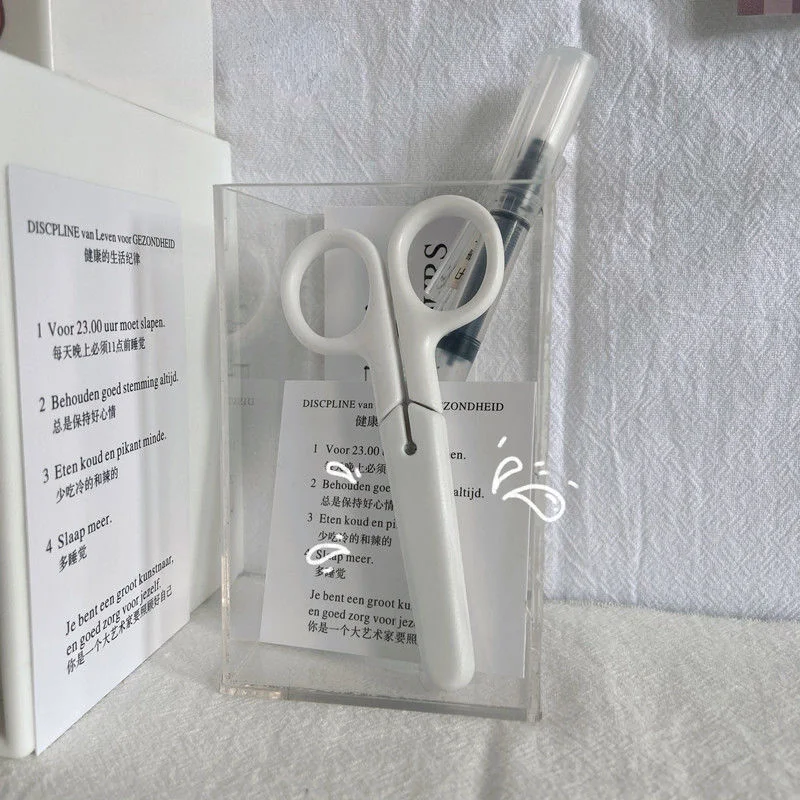 Mini White Color Scissor INS Style Portable Stainless Steel Blade Cutter for Paper Handwork Stationery Office School Gift