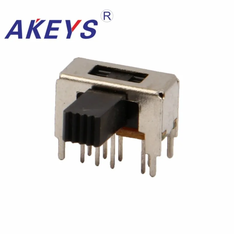 10PCS SK-23D09 2P3T Double pole three throw slide switch side insert 8 pin with 4 fixed pin step slide switch