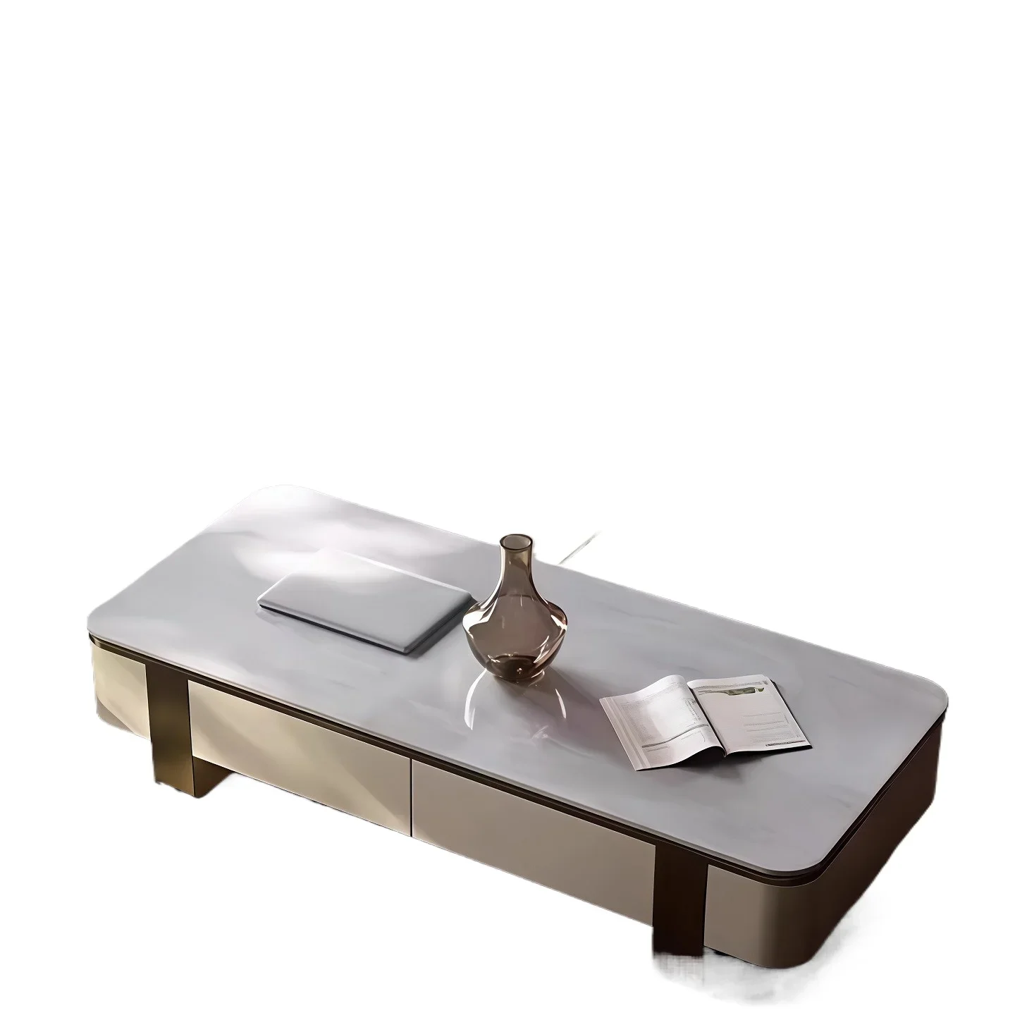 

Light luxury coffee table TV cabinet combination large apartment living room household Italian natural marble rectangle