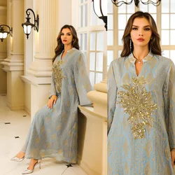 Muslim Dress for Women Jalabiya Abaya Sequins Mujer Vestidos Ramadan Long Dresses Woman Robe Moroccan