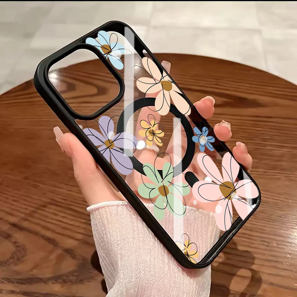 Blaubeer-Blumenmuster Transparente Hülle für iPhone 17 14 12 Pro Max 13 16 15 Plus 11 Hüllen für Magsafe Kabelloses Laden Stoßfeste Schutzhülle – Detail 7