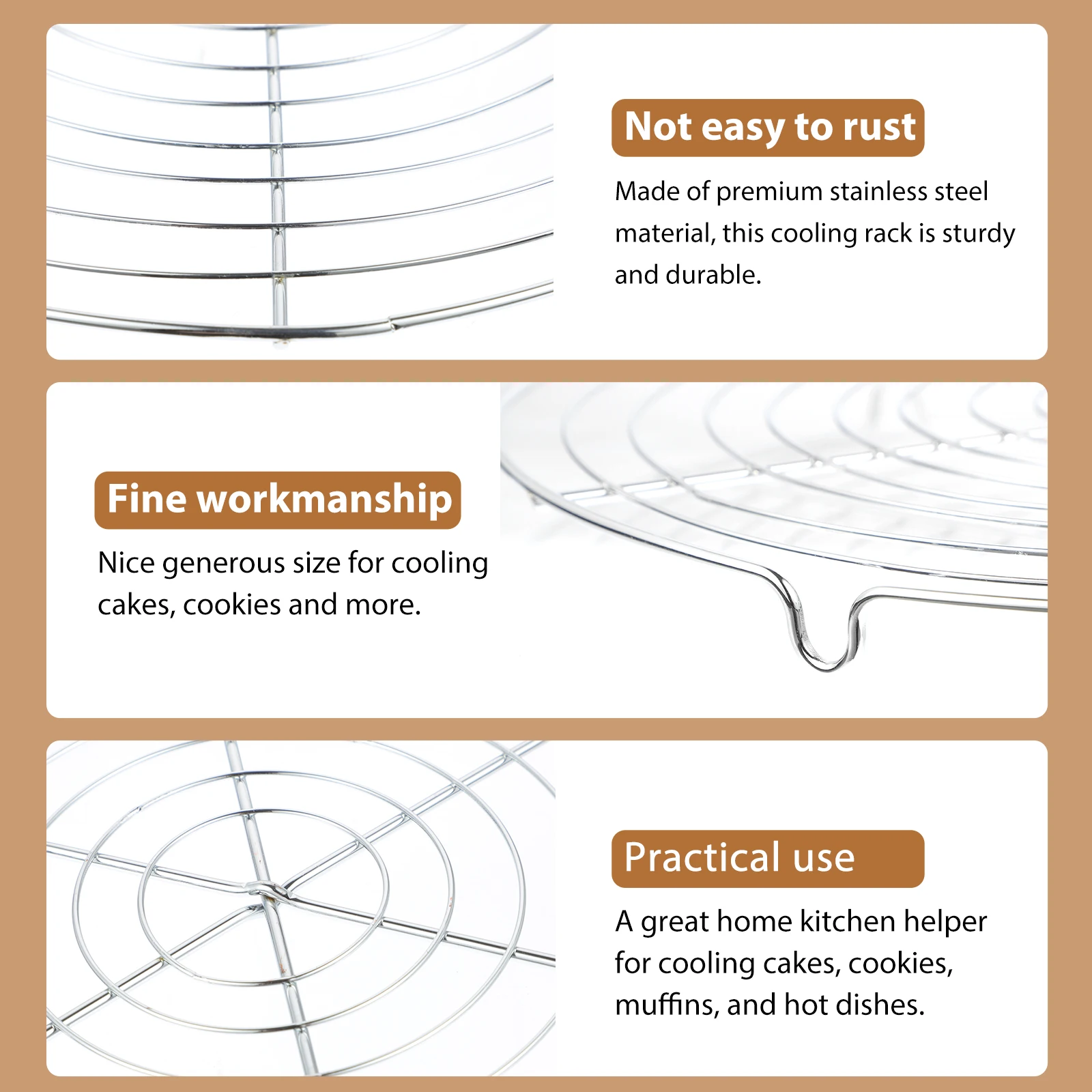

Stainless Steel Cooling Rack Non Racks for Cooking and Baking Drying Non-stick Oven