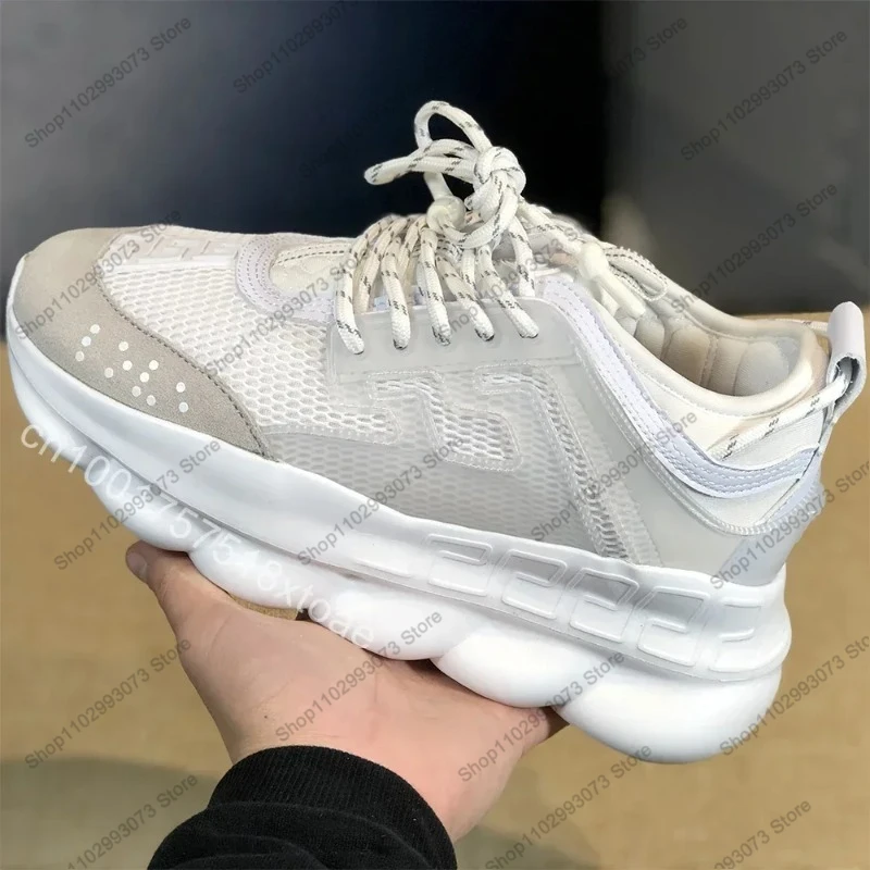 Chunky sneakers voor heren en dames, designer sneakers met sleutelpatroon, antislip casual schoenen met kussens, streetwear-schoenen