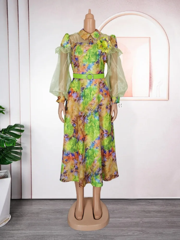 

African Party Dresses for Women 2025 Elegant Turkey Muslim Maxi Dress Plus Size Summer Fashion Print Wedding Evening Gown