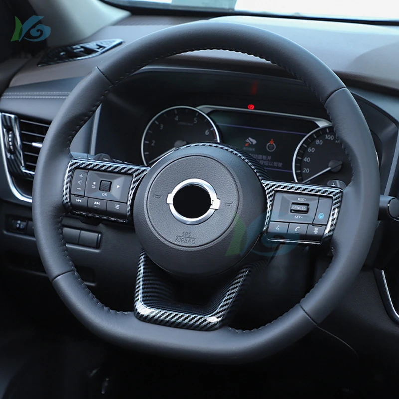 

For nissan x-trail x trail xtrail T33 2021 2022 + ABS Carbon Texture Car Interior Steering Wheel Cover Trim
