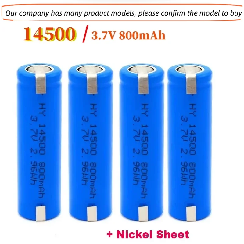 New 3.7V 800mAh 14500 Lithium Ion Battery Rechargeable Battery + Nickel Sheet for JJRC C2 D828 RC Stunt Dump Car Toys Flashlight