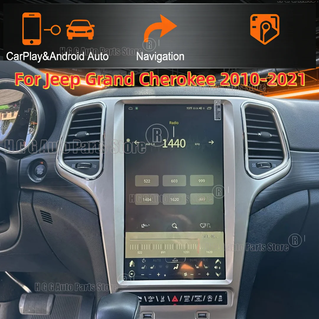 13.6 Inch For Jeep Grand Cherokee 2010 to 2021 Car Multimedia Player Gps Radio Android 13 Octa Core Carplay Android Auto 4G WIFI