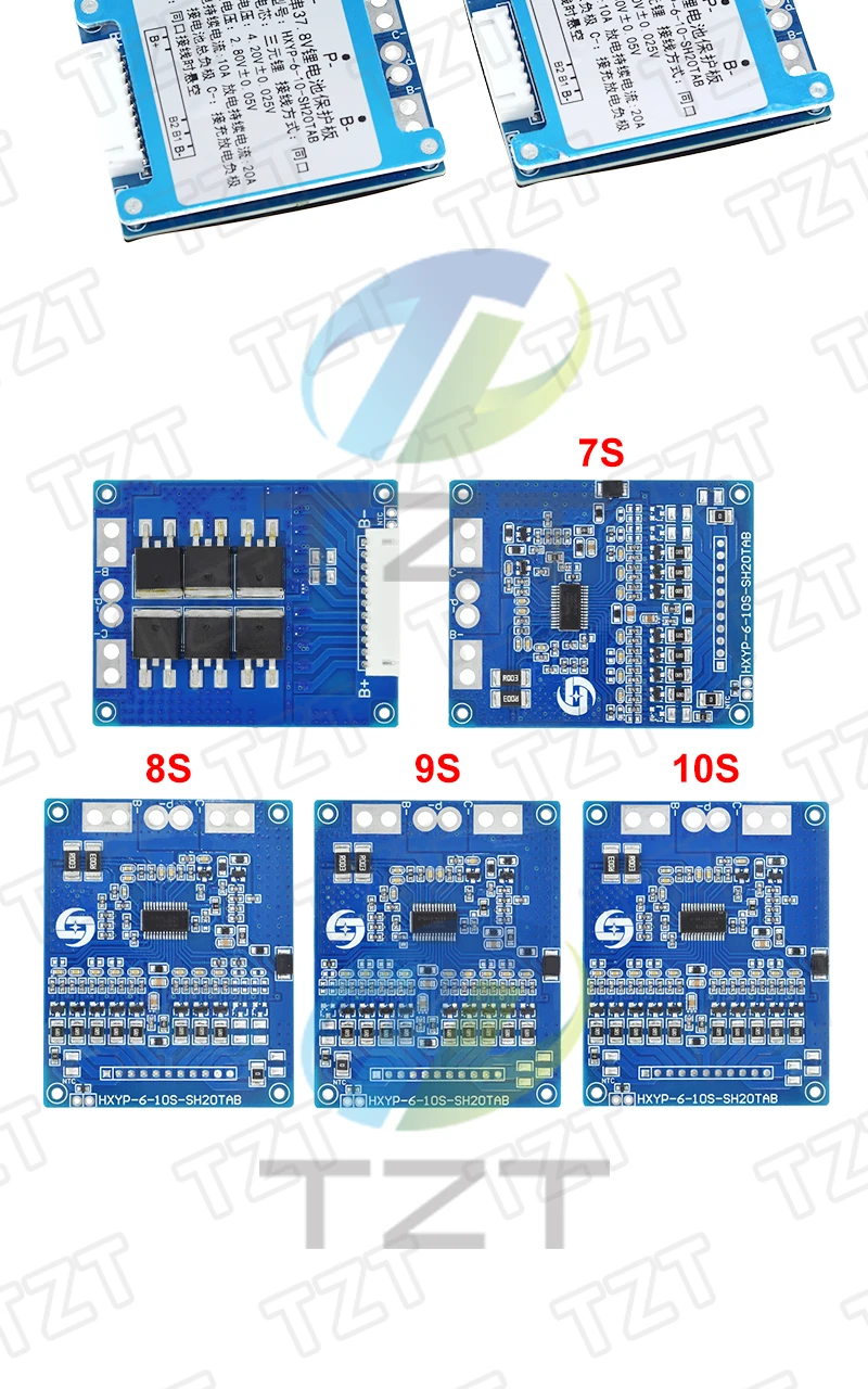 TZT 1/3 Stück 7S 8S 9S 10S 3,7V 20A BMS 29,4V/33,6V/37,8V/42V Li-Ionen Ternäre Lithium-Batterie Schutzplatine mit Balancer/NTC – Detail 8