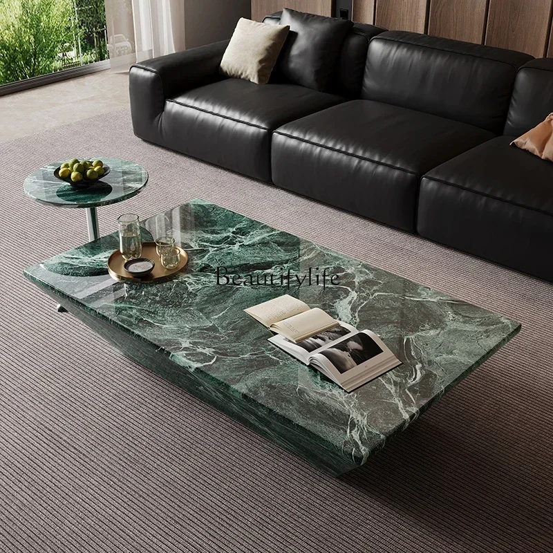 

1Italian minimalist natural marble coffee table simple living room rectangular coffee table