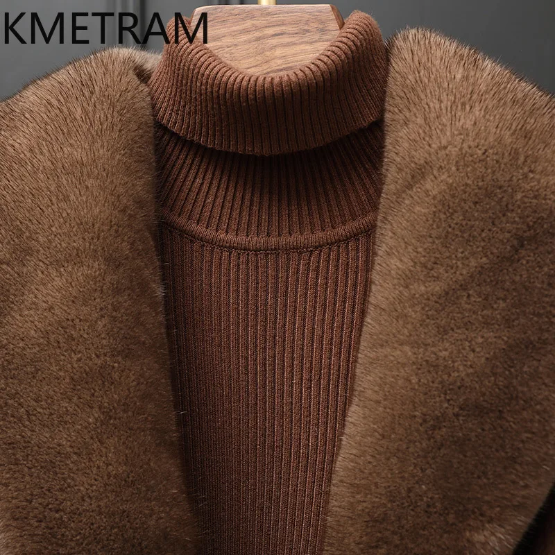 Real Mink Fur Coat Woman Luxury Brown Mid Length Fur Jacket High Quality Winter Women Clothing Furry Jackets 2025 шуба женская