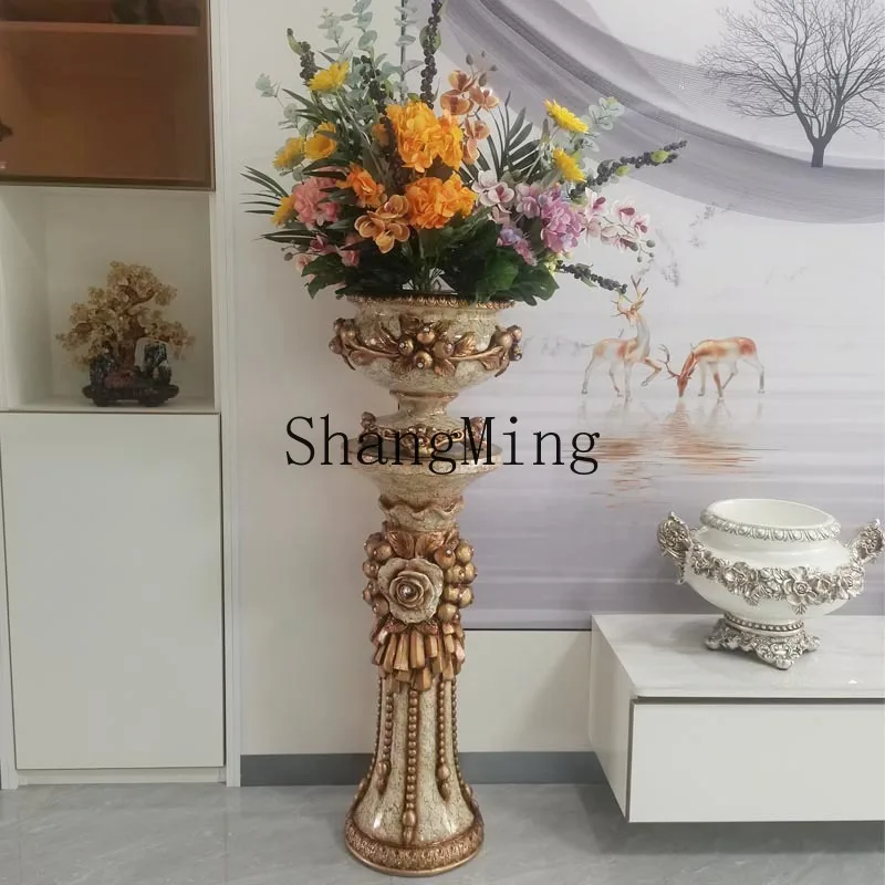 FG Floor-standing Large Vase Ornament Living Room Flower Arrangement Dried Flowers New Chinese  Cabinet Entrance Home Decor Vase