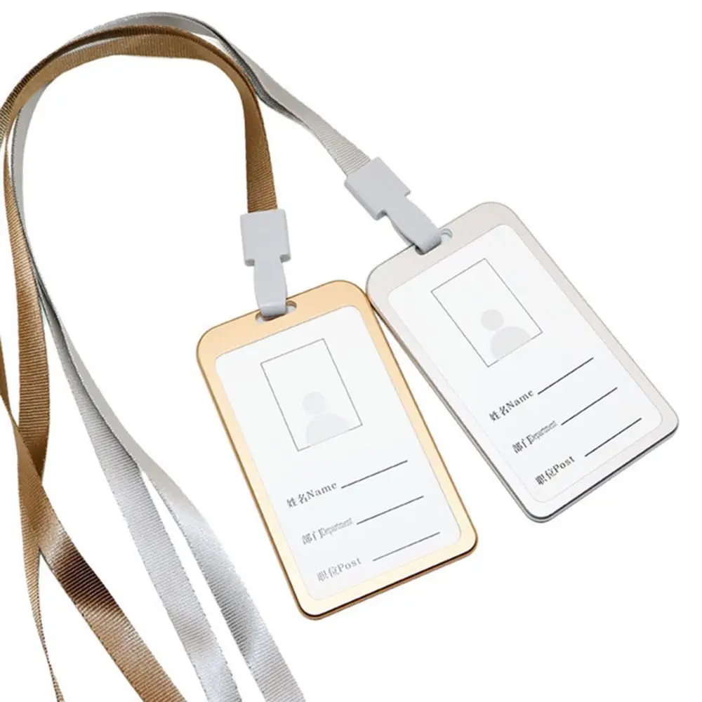 Aluminium Name Office Supplies Metal Case Certificate Security Cover Business Work Badge Pass Tag with Lanyard ID Card Holder