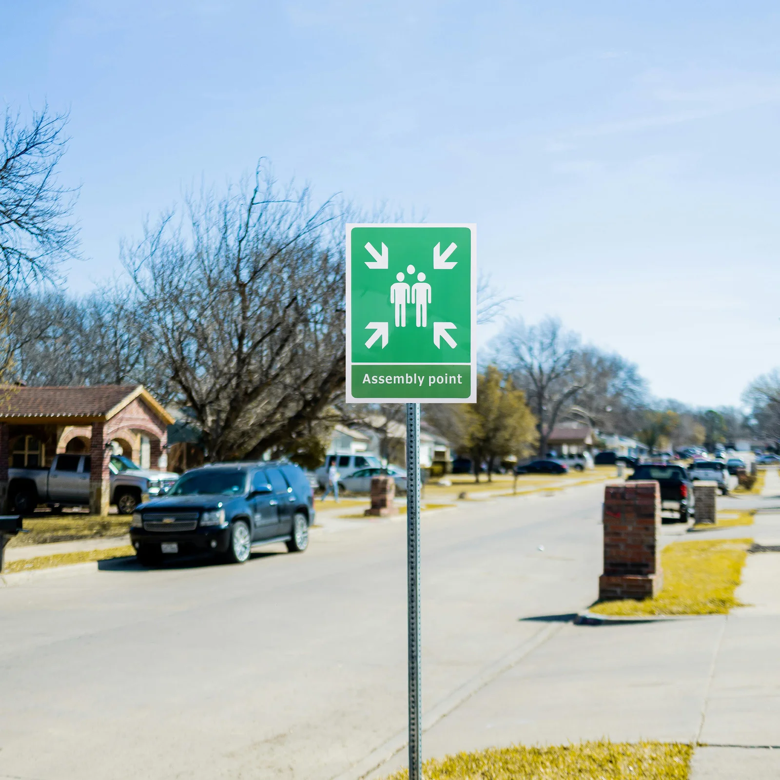 Señal de punto de montaje de emergencia, calcomanía de seguridad de Pvc autoadhesiva de alta visibilidad para escuelas, oficinas, refugios subterráneos, 5 uds.