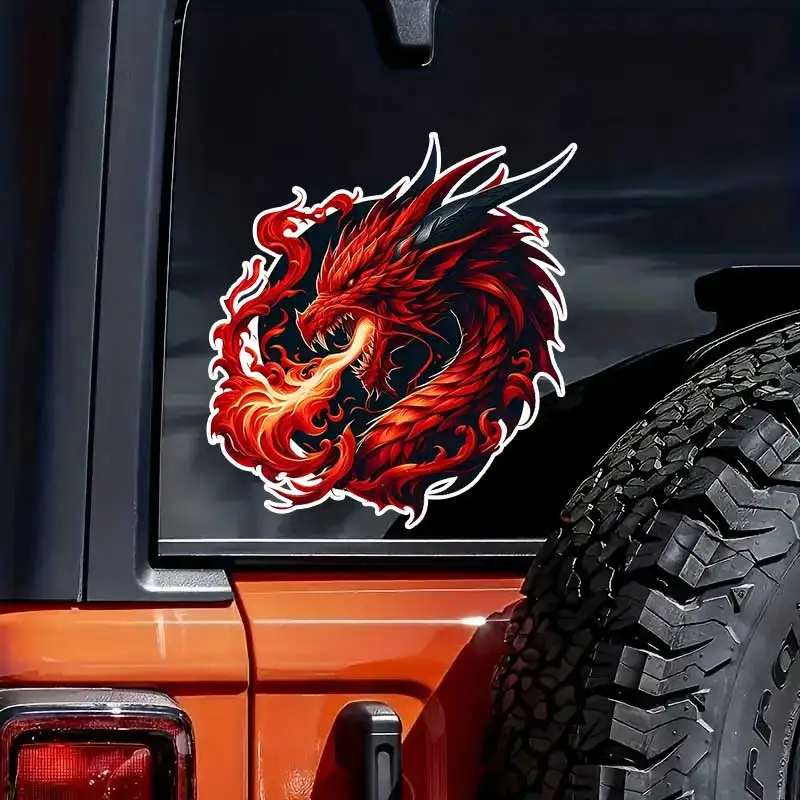 Red Fire Dragon Car Sticker Vinyl Decal Waterproof Rear Window Motorcycle Camper Bumper Truck Laptop Decoration SH1644