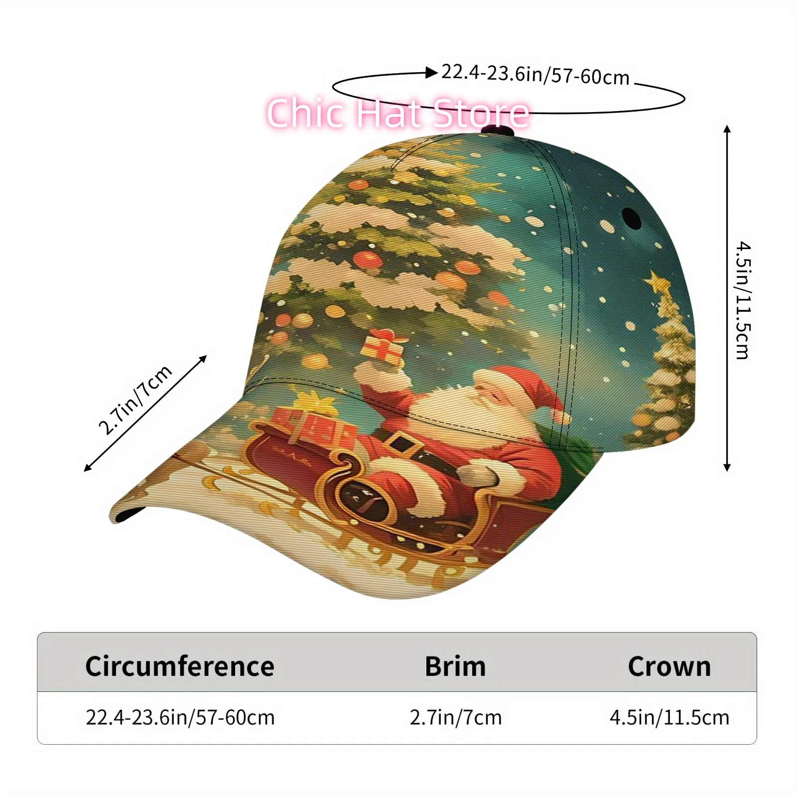 Festive Christmas Novelty Hat with Holiday Prints (Holly, Canes, Snowflakes) - Funky Accessory Suitable for Outfits, Xmas Gifts