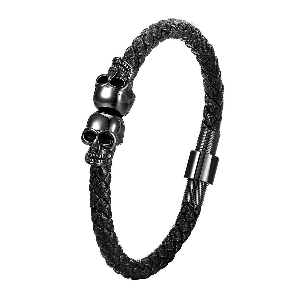 

Skull Stainless Steel Bracelet Ghost Head Men's Leather Bracelet Braided Bracelet Simple Bracelet Jewelry