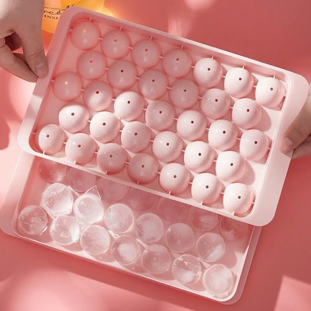 

Ice Boll Hockey PP Mold 3D Round Ice Cube Tray Ice Ball Maker with Lid 33 Grid DIY Refrigerator Ice- Ball Mold Kitchen Tools