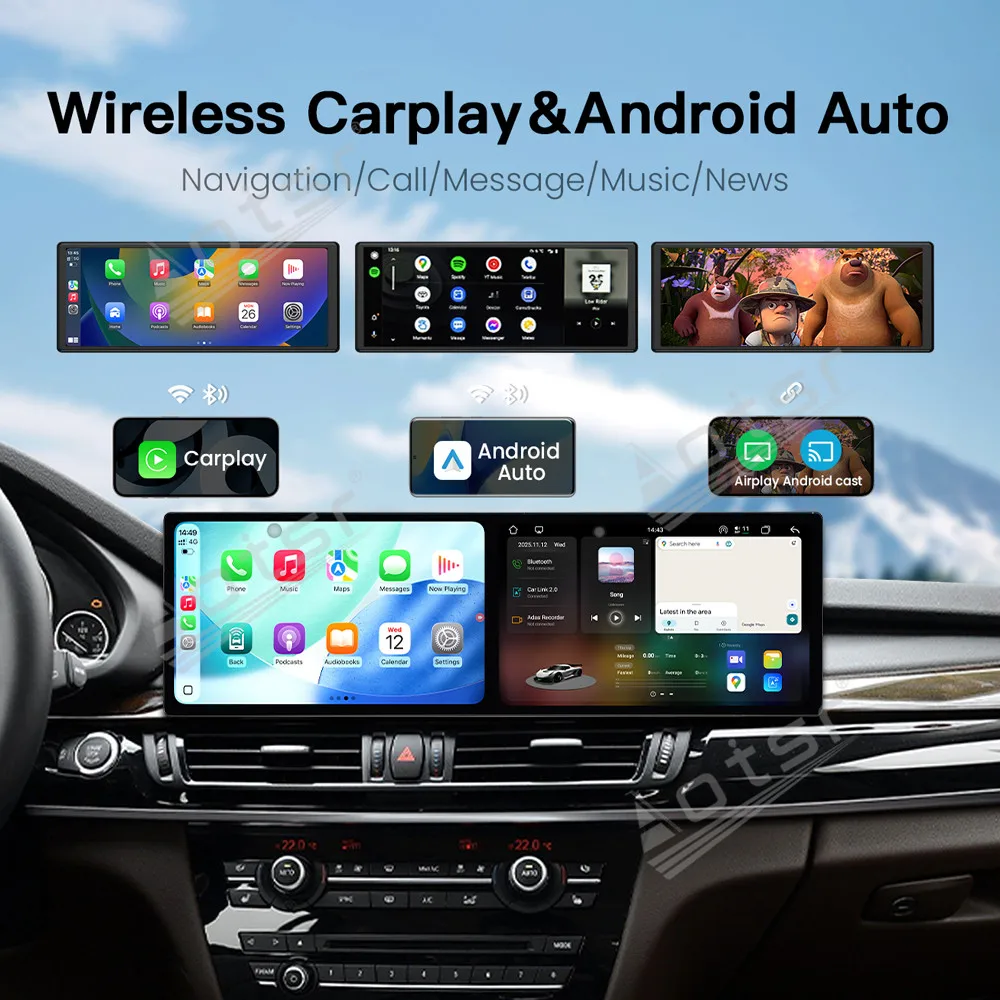 

9,1-дюймовый HD-автомобильный радиоприемник с двойным экраном для BMW X5 X6 F15 2014-2018 Автомобильный мультимедийный видеоплеер GPS-навигация Carplay Блок Автомобильный радиоприемник