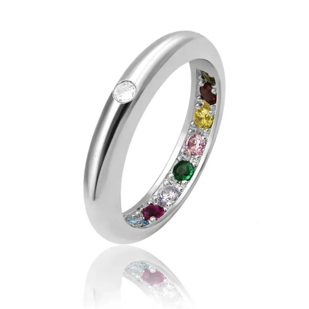Creative Personality 925 Sterling Silver Embedded Dopamine-colored Zircon Rings for Women Thai Popular Hide Wealth Ring Jewelry