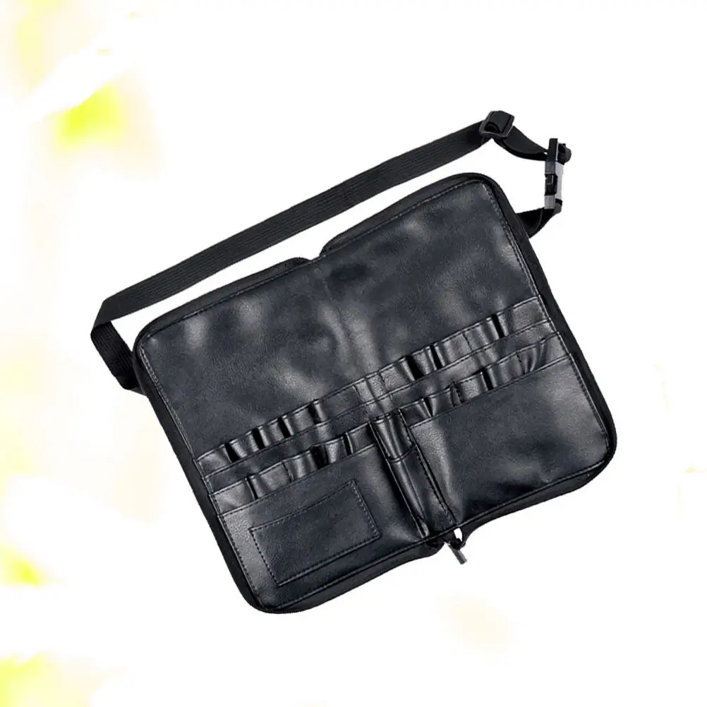 

PU Makeup Waist Bag for Women Organizer Travel Friendly Compact Lightweight with 4 Pockets Storage Tubes Brushes