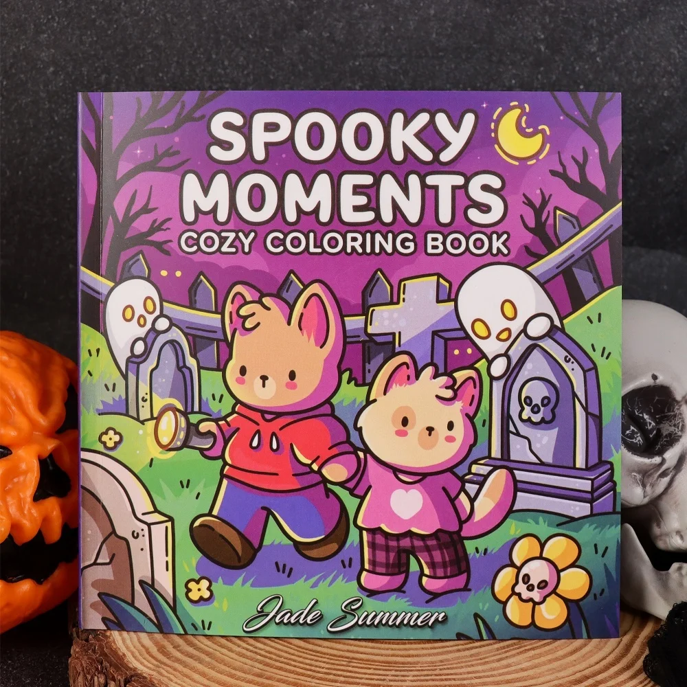 Cute Halloween Cozy Coloring Book, Spooky Moments Ghost & Graveyard Coloring Activity Book, Relaxing Creative Art Book, Hallowee