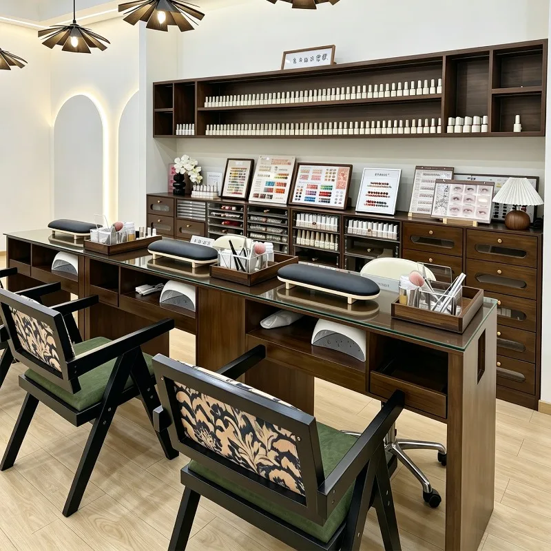 Brown Storage Nail Salon Tables Modern Drawers Korean Luxury Vanity Makeup Desks Designer Mesa Manicura Beauty Salon Furniture