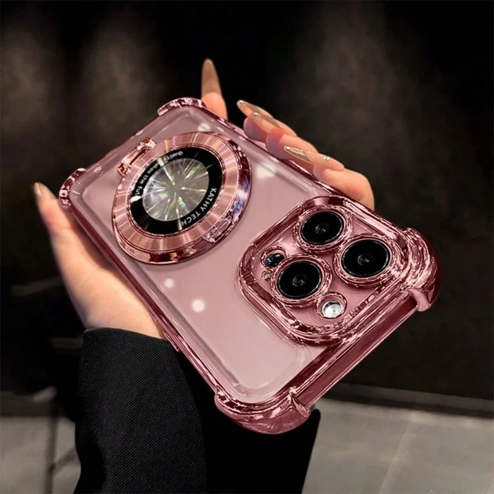Anti-Drop Luxury Electroplated Case For iPhone 18 17 16 15 14 13 12 11 Pro Max 16 Plus Air With Ring Holder Magnetic Stand Cover