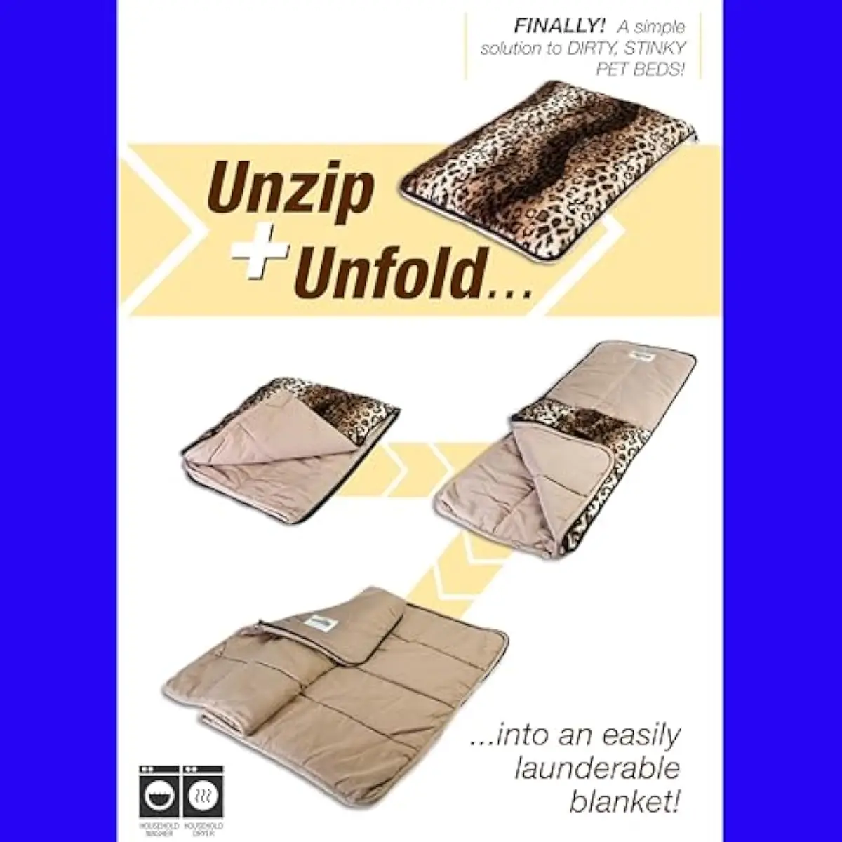 Small Pet Bed for Dogs Cats Fully Machine Washable Zip Open Design Unfolds Flat for Deep Cleaning Durable Polyester Fill Soft Fa