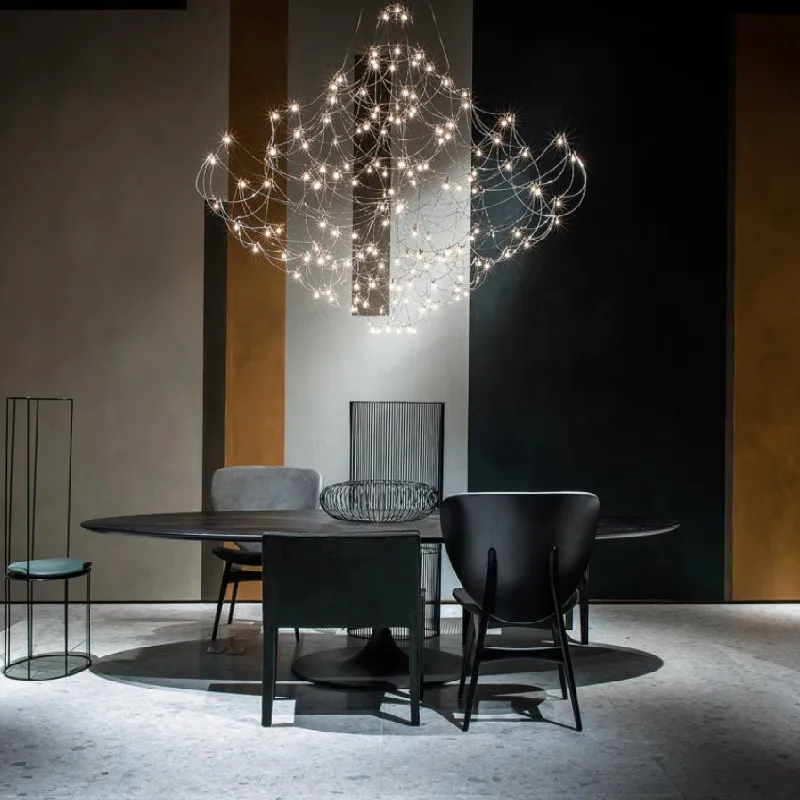 LED Light Cube Staircase Chandelier Villa Living Room Open Space Duplex Floor Ceiling-mounted Starry Sky Villa Iron Pendant Lamp