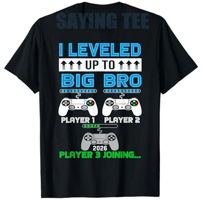 Leveled Up To Big Brother Again Big Brother Est 2026 Kids T-Shirt Pregnancy Announcement Saying Tee Boys Fashion Gamer Y2k Tops