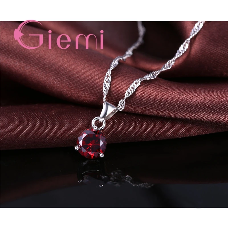 Top Quality Fashion Simple Style 925 Silver Jewelry Sets For Women With Shiny CZ Pendant Necklace & Hoop Earrings