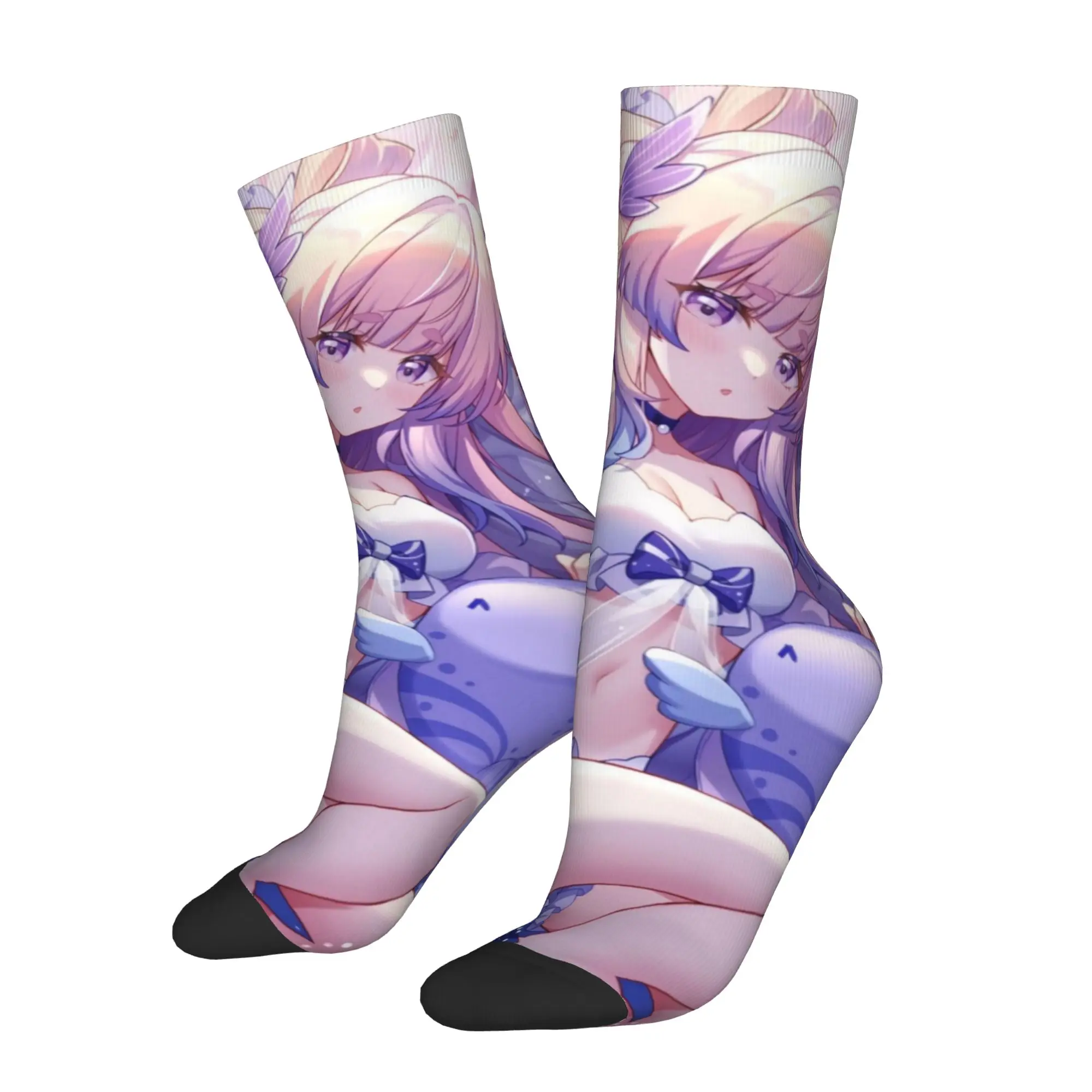 Funny Printed Kawaii Anime G-Genshin L-Impact Socks for Men Women Stretch Summer Autumn Winter Manga  Crew Socks