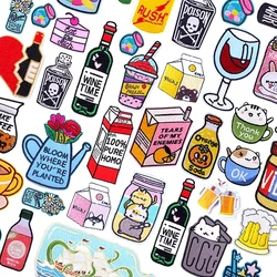 Cute Bottle Patch Milk Drink Iron On Embroidered Patches On Kids Clothes Applique DIY Cartoon Cup Patches For Clothing Stickers