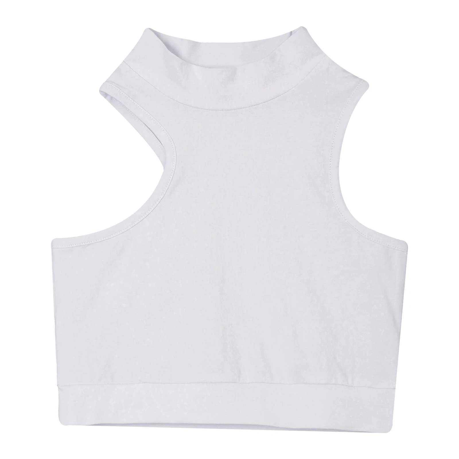 Unregelmäßige Ernte Top Mädchen hohe Taille hängen Hals unregelmäßigen Tank Top ärmellose Crop Top Workout Übung Laufen Sport Weste Top