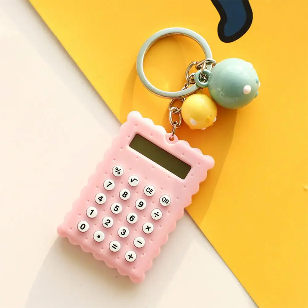 Calculadora de bolsillo llamativa, llavero con forma de galleta de dibujos animados, calculadora con pantalla Lcd de 8 dígitos, duradera para sobre la marcha