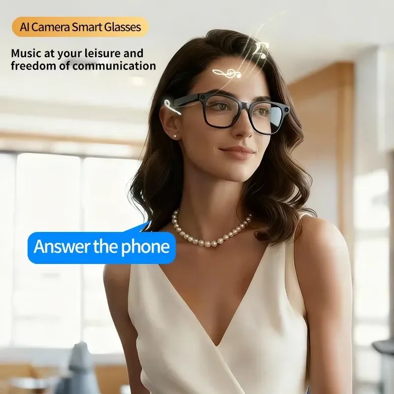 High Definition Smart Glasses AI Powered Display 12MP Photo Taking Camera Real Video Recording Translation 5GHz WiFi