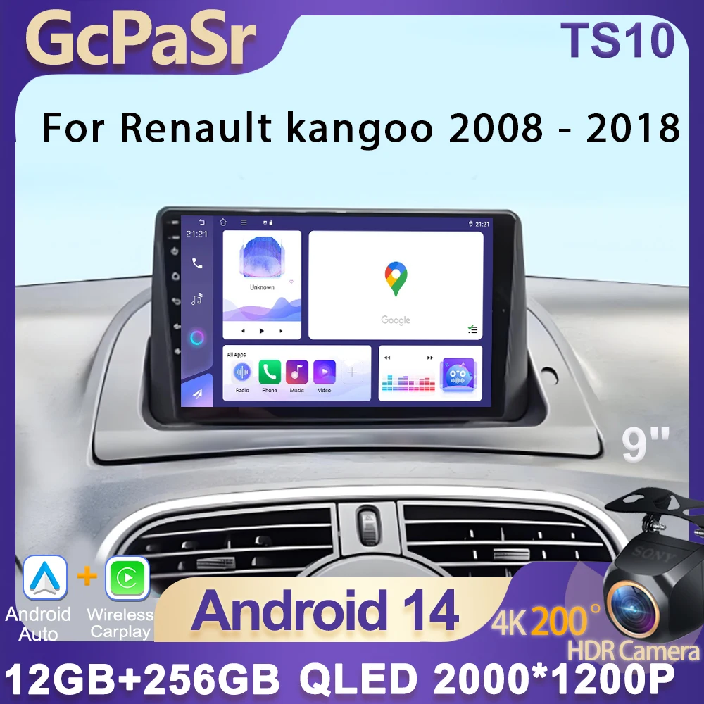

Android 14 Carplay Auto для Renault kangoo 2008 2009 2010 2011 2012 2013 2014 2015-2018 Автомобильный радиоприемник Мультимедийный видеоплеер GPS