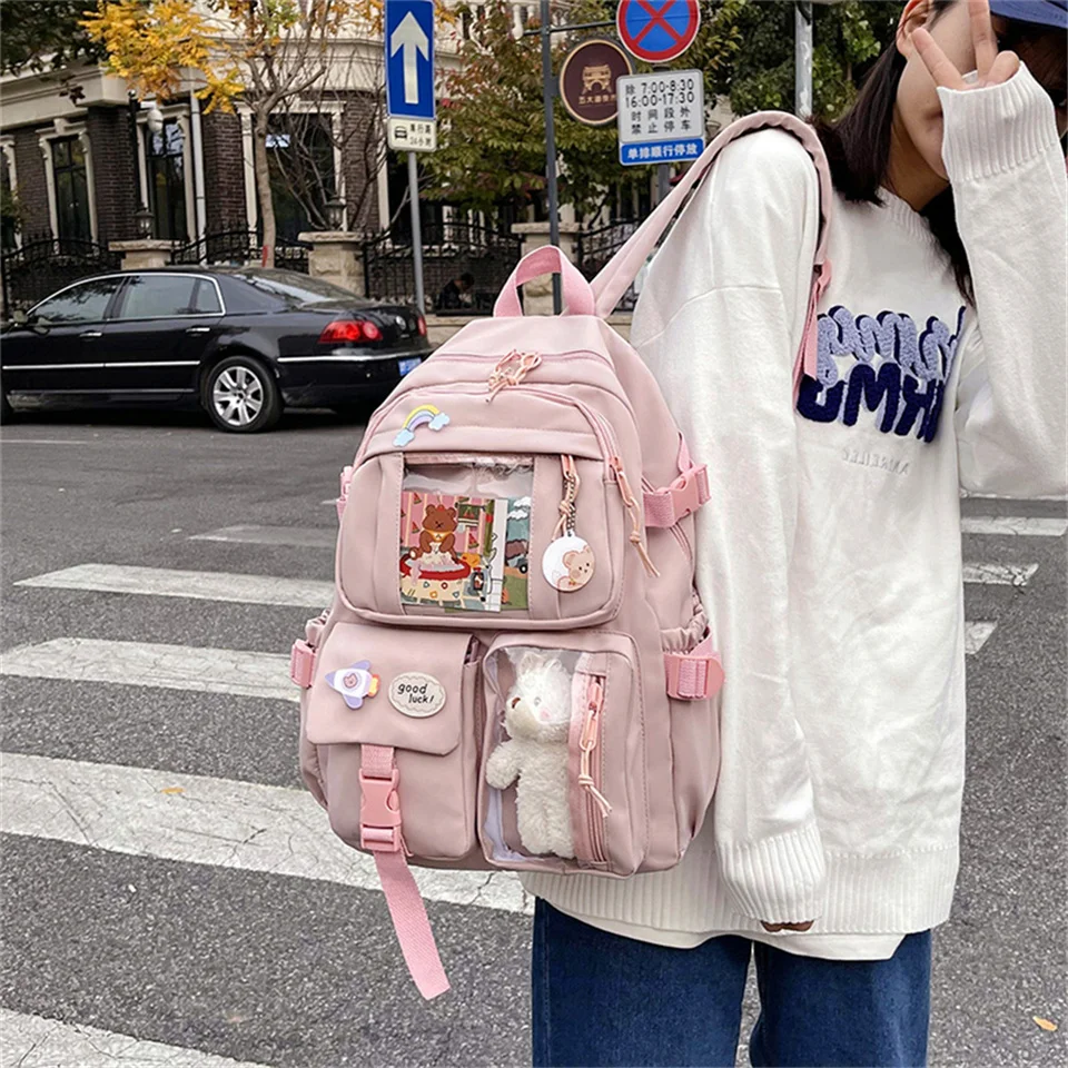 Zaino da donna carino zaini da scuola in Nylon multitasche impermeabili per studenti ragazze femminili pacchetto di libri per Laptop Kawaii Mochilas