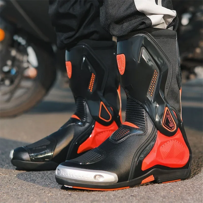 New Professional Racing Motorcycle Boots for Men and Women, All-season Motorbike Riding Boots with Non-slip Sole